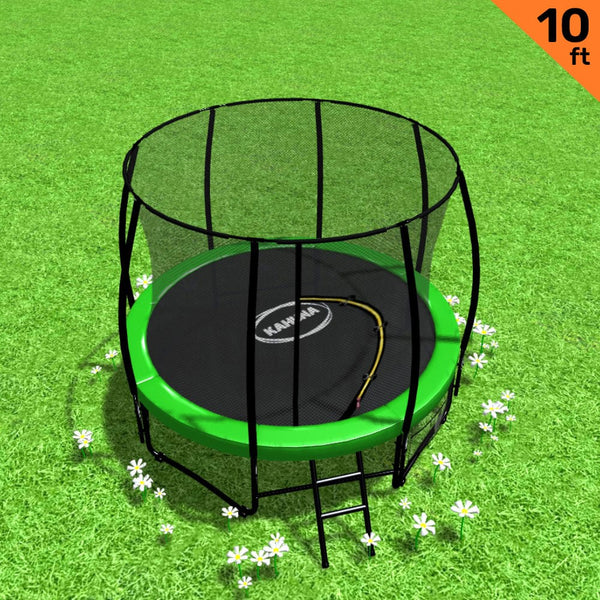 Kahuna 10ft Trampoline Free Ladder Spring Mat Net Safety Pad Cover Round Enclosure Green Kahuna