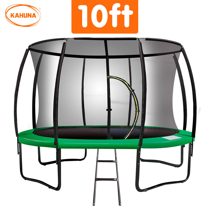 Kahuna 10ft Trampoline Free Ladder Spring Mat Net Safety Pad Cover Round Enclosure Green Kahuna