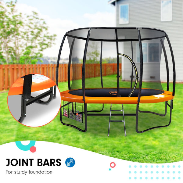Kahuna 10ft Trampoline Free Ladder Spring Mat Net Safety Pad Cover Round - Orange Kahuna