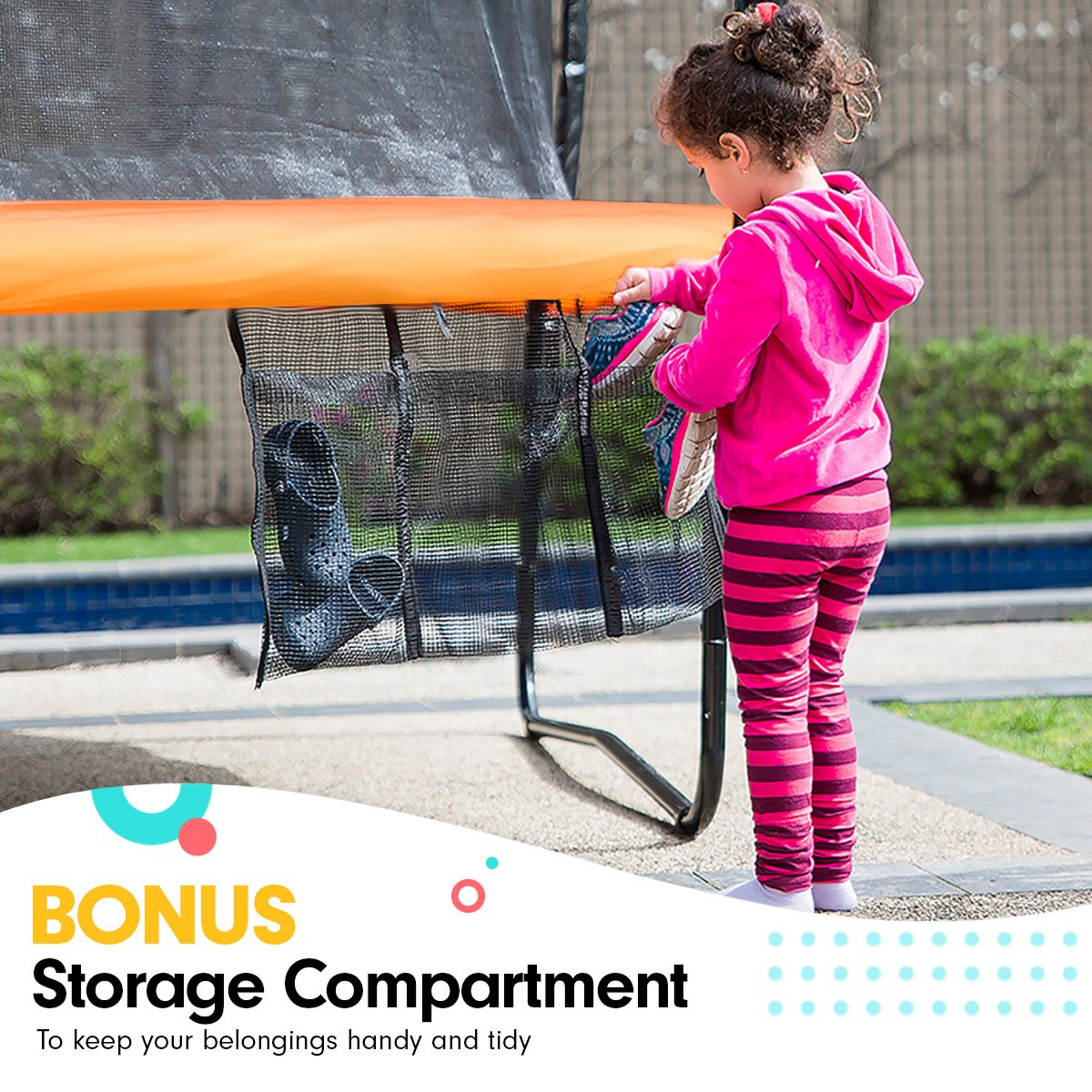 Kahuna 10ft Outdoor Trampoline Kids Children With Safety Enclosure Mat Pad Net Ladder Basketball Hoop Set - Orange Kahuna