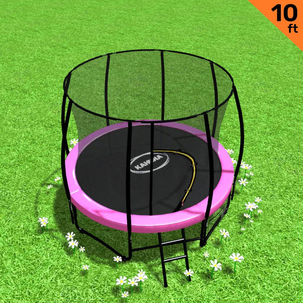 Kahuna 10ft Trampoline Free Ladder Spring Mat Net Safety Pad Cover Round Enclosure Pink Kahuna