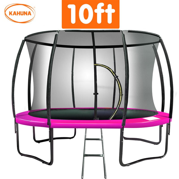 Kahuna 10ft Trampoline Free Ladder Spring Mat Net Safety Pad Cover Round Enclosure Pink Kahuna