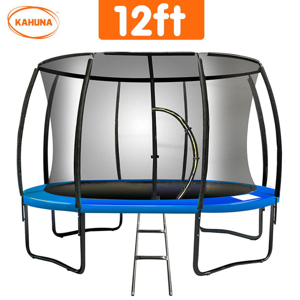 Kahuna 12ft Trampoline Free Ladder Spring Mat Net Safety Pad Cover Round Enclosure Blue Kahuna
