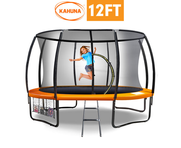 Kahuna 12ft Trampoline Free Ladder Spring Mat Net Safety Pad Cover Round Enclosure - Orange Kahuna