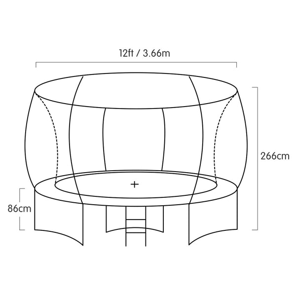 Kahuna 12ft Outdoor Trampoline Kids Children With Safety Enclosure Pad Mat Ladder Basketball Hoop Set - Orange Kahuna