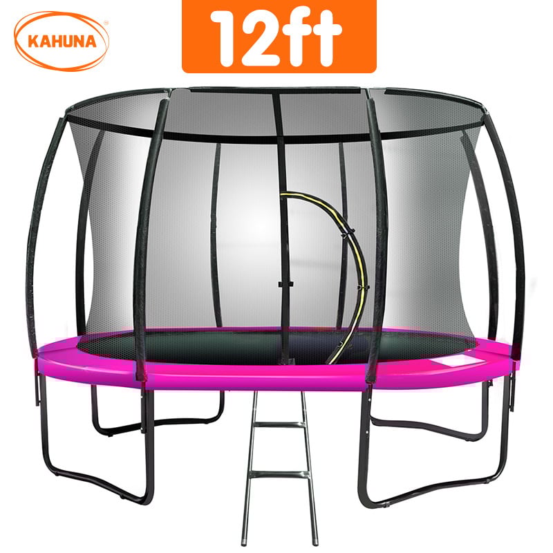 Kahuna 12ft Trampoline Free Ladder Spring Mat Net Safety Pad Cover Round Enclosure - Pink Kahuna