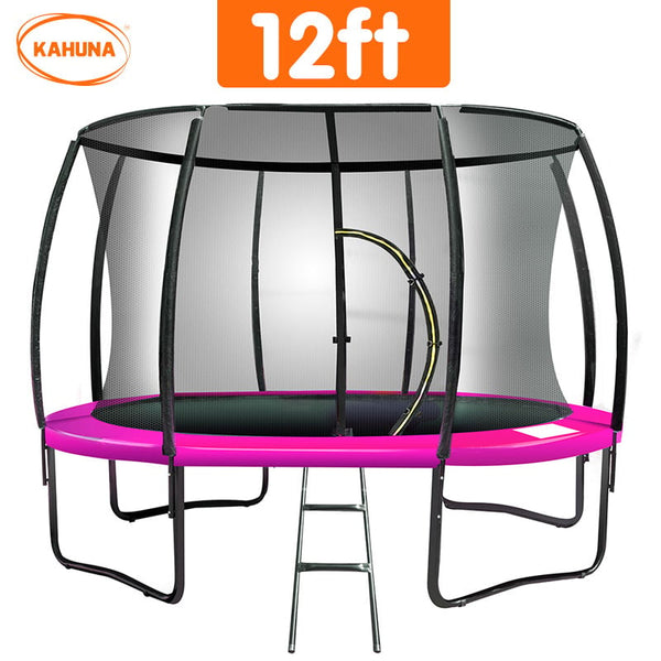 Kahuna 12ft Trampoline Free Ladder Spring Mat Net Safety Pad Cover Round Enclosure - Pink Kahuna