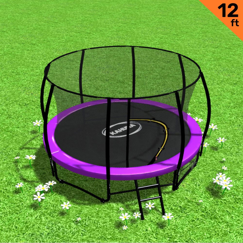 Kahuna 12ft Trampoline Free Ladder Spring Mat Net Safety Pad Cover Round Enclosure - Purple Kahuna