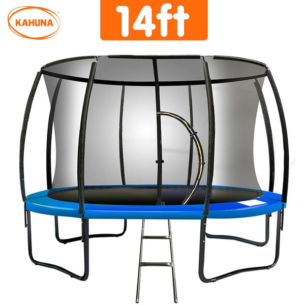 Kahuna 14ft Trampoline Free Ladder Spring Mat Net Safety Pad Cover Round Enclosure - Blue Kahuna