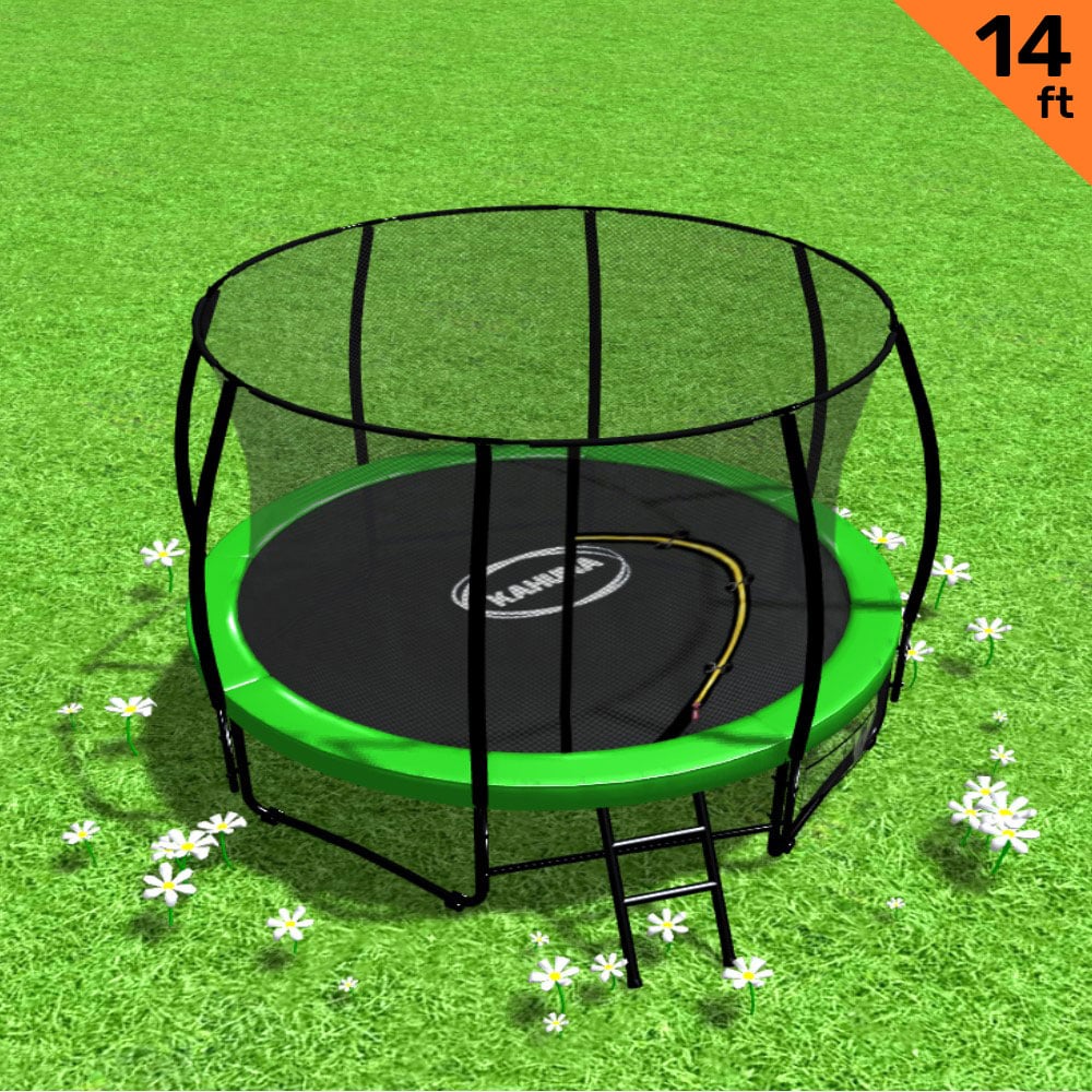 Kahuna 14ft Trampoline Free Ladder Spring Mat Net Safety Pad Cover Round Enclosure - Green Kahuna