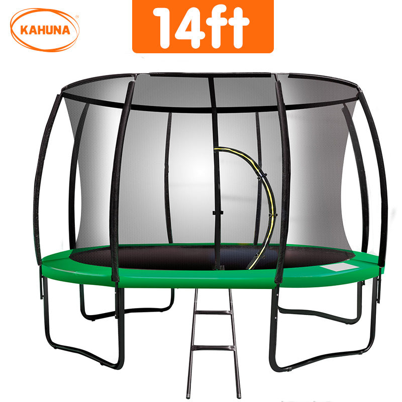 Kahuna 14ft Trampoline Free Ladder Spring Mat Net Safety Pad Cover Round Enclosure - Green Kahuna