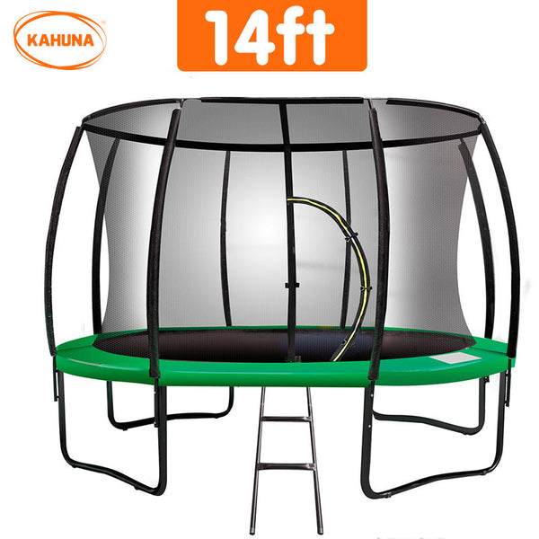 Kahuna 14ft Trampoline Free Ladder Spring Mat Net Safety Pad Cover Round Enclosure - Green Kahuna