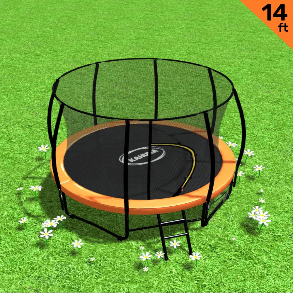 Kahuna 14ft Trampoline Free Ladder Spring Mat Net Safety Pad Cover Round Enclosure - Orange Kahuna