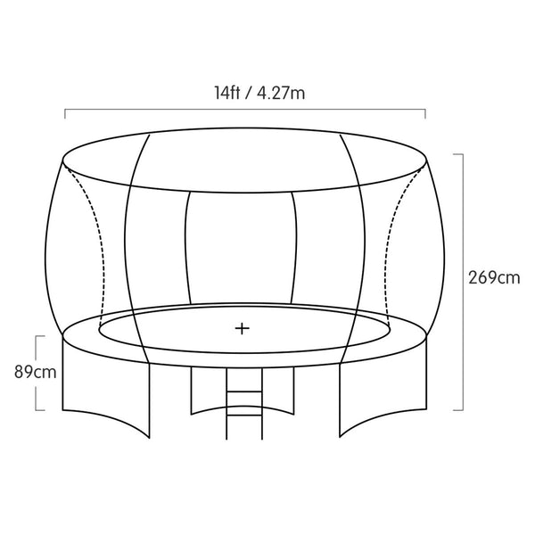 Kahuna 14ft Trampoline Free Ladder Spring Mat Net Safety Pad Cover Round Enclosure - Orange Kahuna