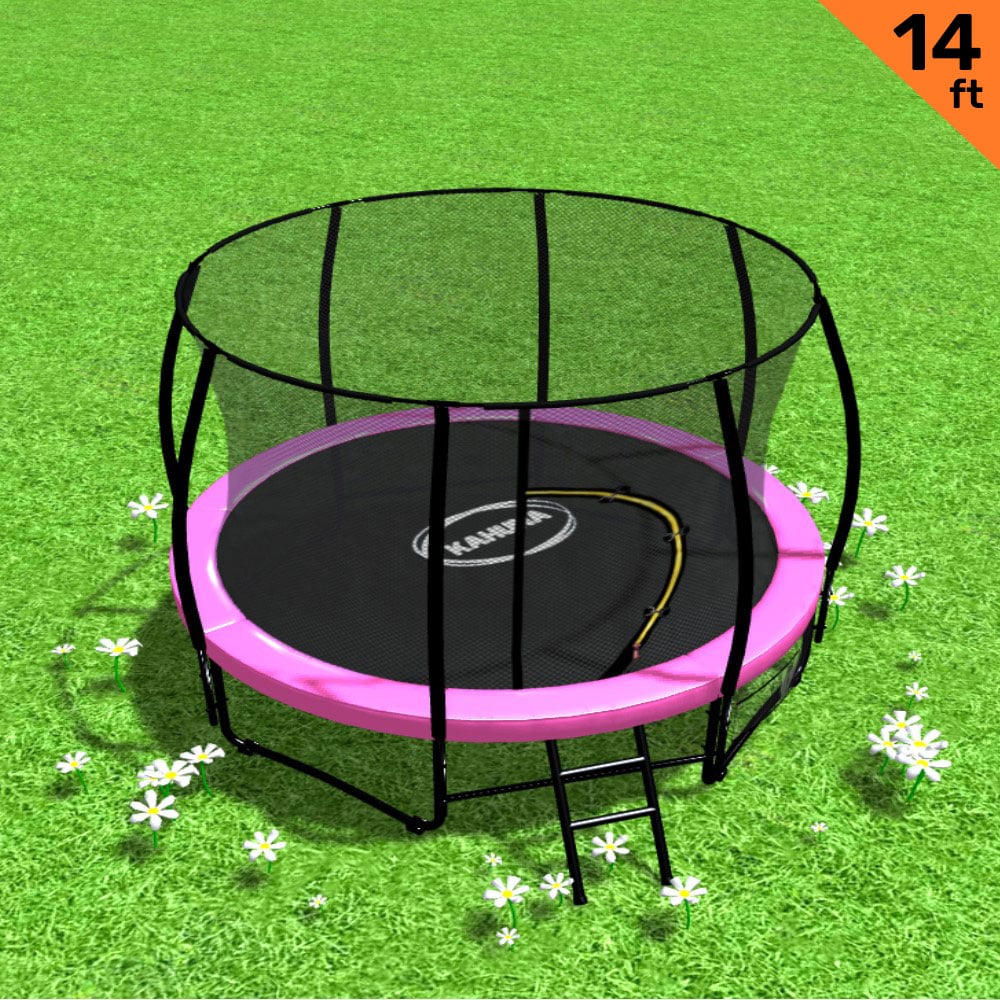 Kahuna 14ft Trampoline Free Ladder Spring Mat Net Safety Pad Cover Round Enclosure - Pink Kahuna