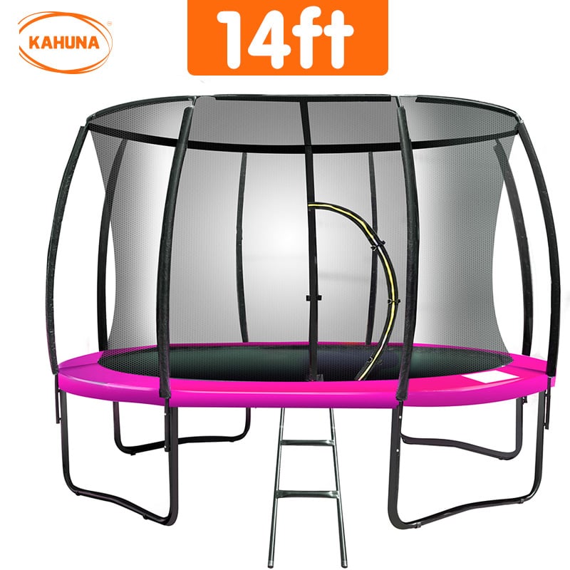 Kahuna 14ft Trampoline Free Ladder Spring Mat Net Safety Pad Cover Round Enclosure - Pink Kahuna