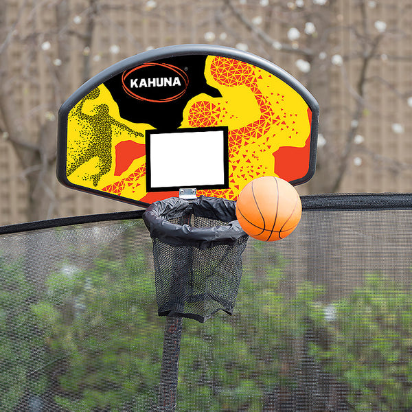 Kahuna 14ft Outdoor Trampoline Kids Children With Safety Enclosure Pad Mat Ladder Basketball Hoop Set - Pink Kahuna
