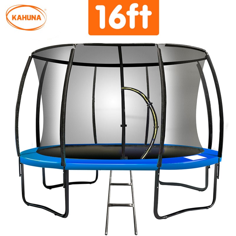 Kahuna 16ft Trampoline Free Ladder Spring Mat Net Safety Pad Cover Round Enclosure - Blue Kahuna