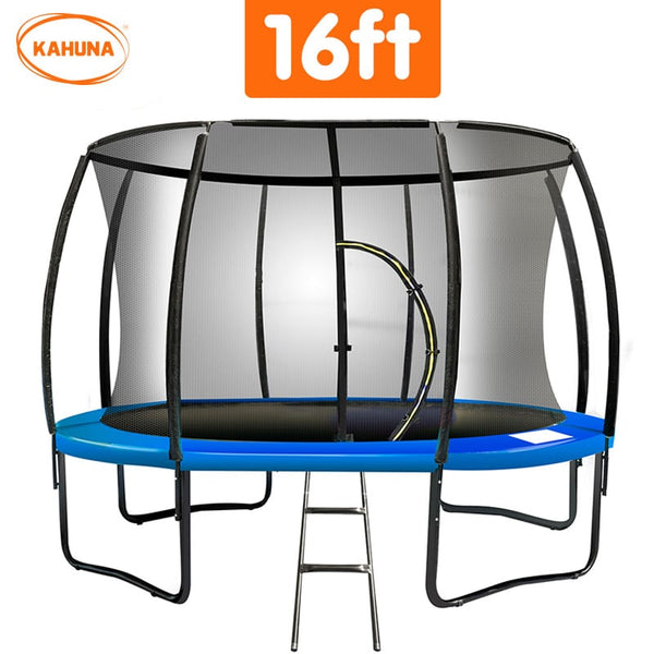Kahuna 16ft Trampoline Free Ladder Spring Mat Net Safety Pad Cover Round Enclosure - Blue Kahuna