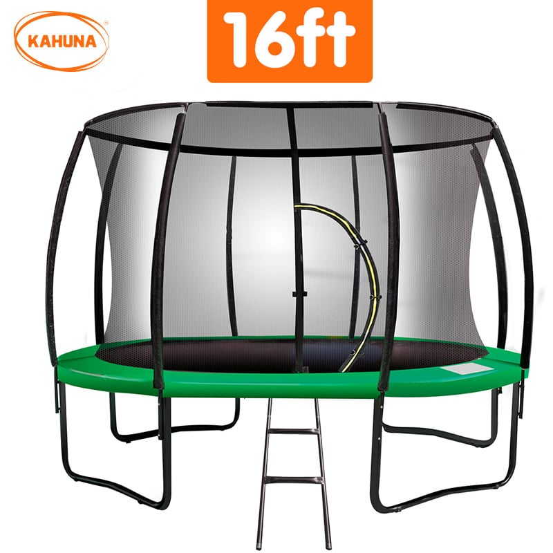 Kahuna 16ft Trampoline Free Ladder Spring Mat Net Safety Pad Cover Round Enclosure - Green Kahuna