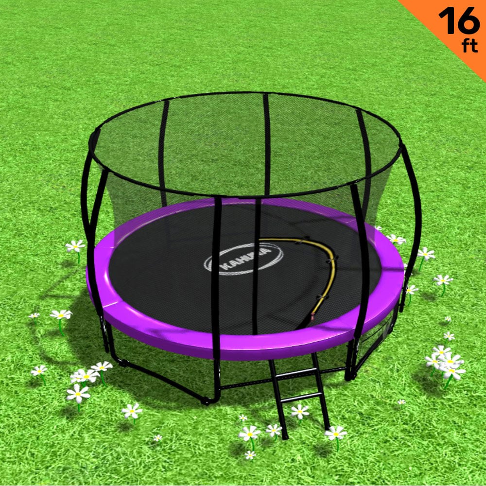 Kahuna 16ft Trampoline Free Ladder Spring Mat Net Safety Pad Cover Round Enclosure - Purple Kahuna