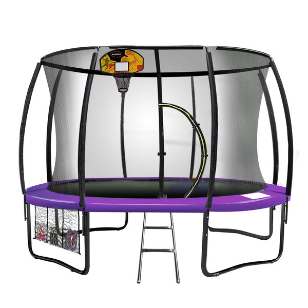Kahuna 16ft Outdoor Trampoline Kids Children With Safety Enclosure Pad Mat Ladder Basketball Hoop Set - Purple Kahuna