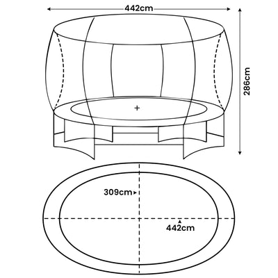 Kahuna 10 ft x 15 ft Oval Outdoor Trampoline w/ Basketball Set Reversible Rainbow & Orange Safety Pad Safety Net Ladder