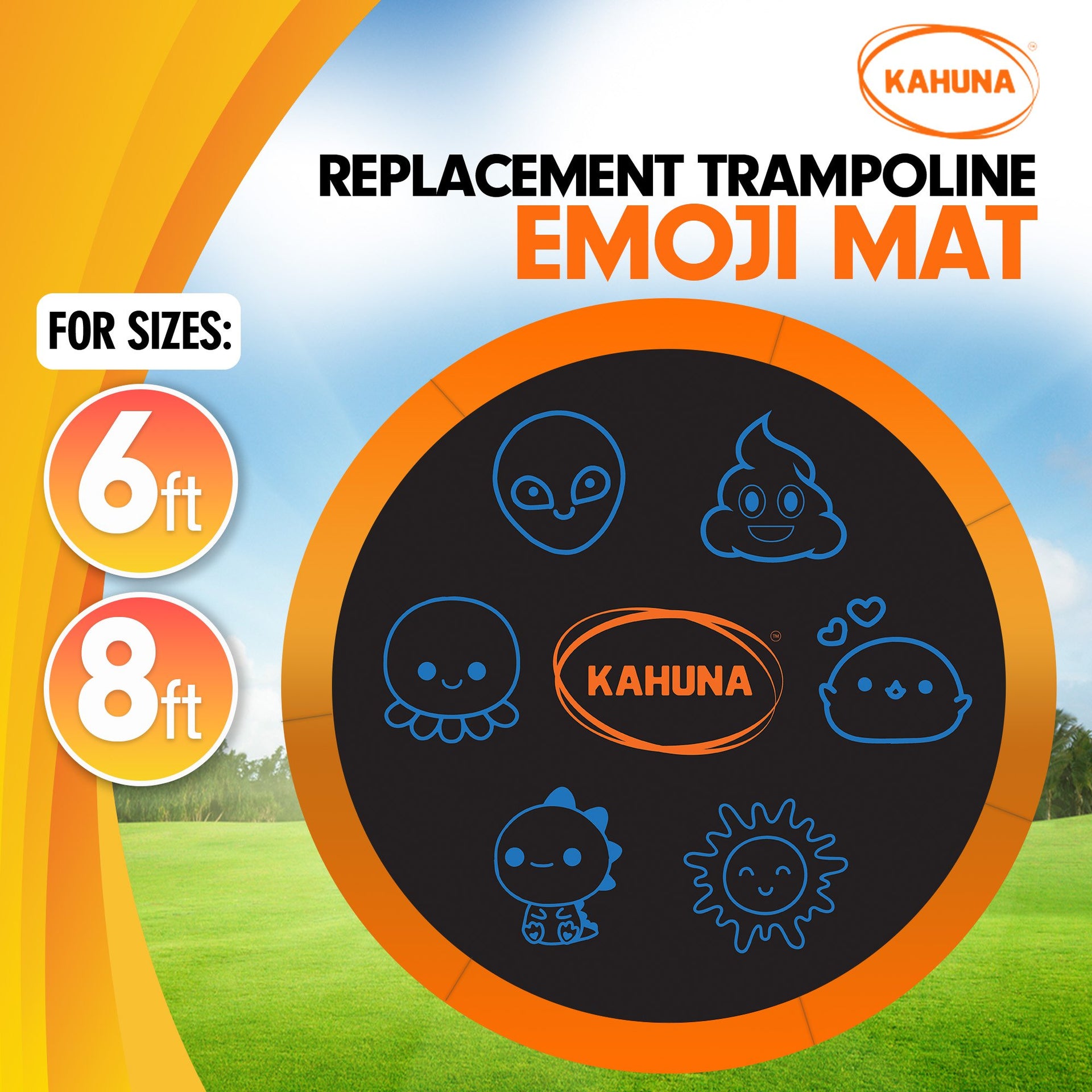 Kahuna 8ft Replacement Trampoline Jumping Mat - Emoji Kahuna
