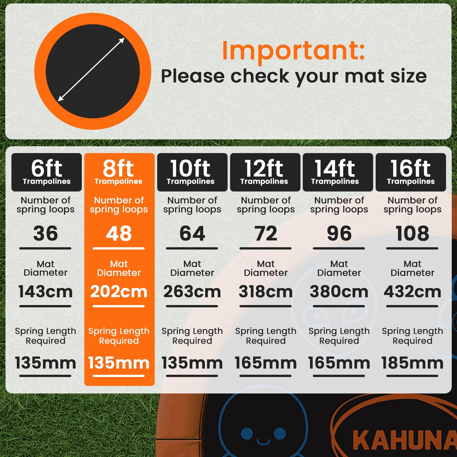 Kahuna 8ft Replacement Trampoline Jumping Mat - Emoji Kahuna