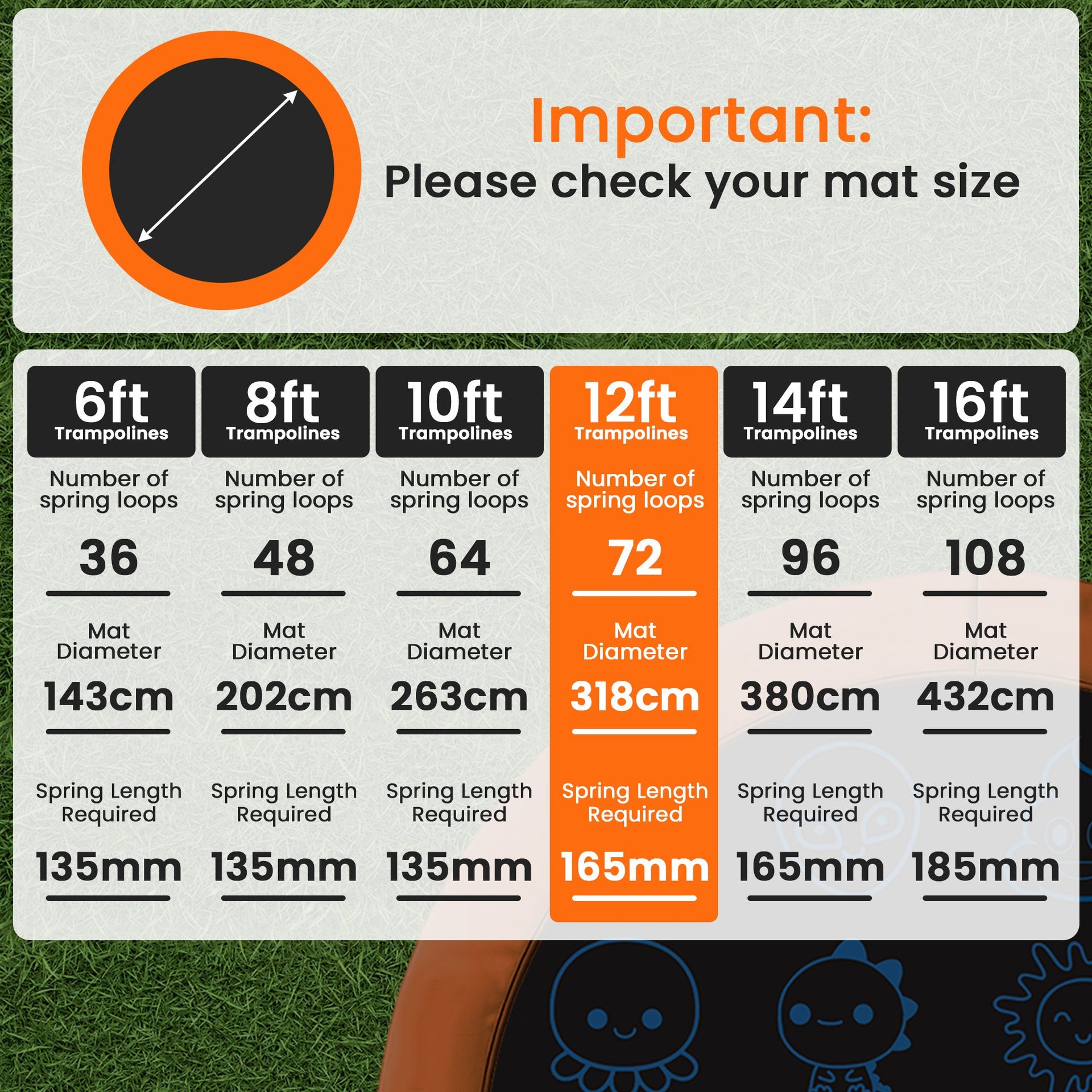 Kahuna 12ft Replacement Trampoline Jumping Mat - Emoji Kahuna