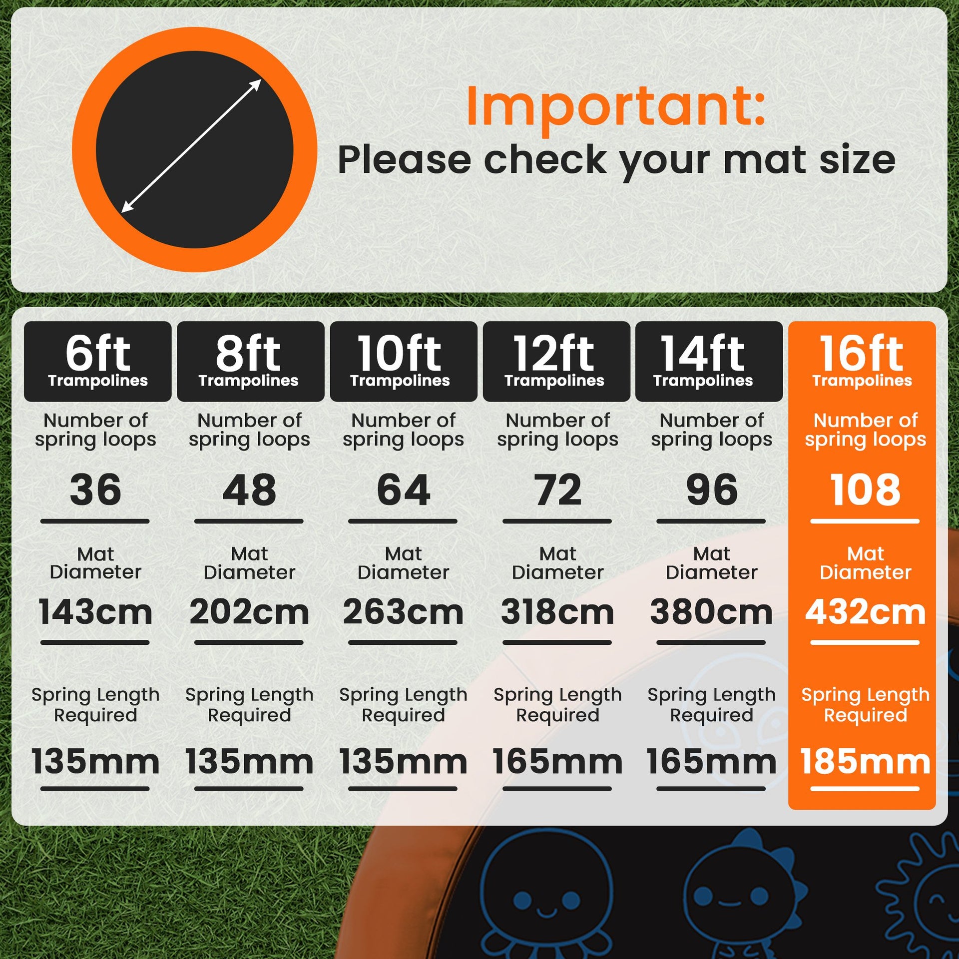 Kahuna 16ft Replacement Trampoline Jumping Mat - Emoji Kahuna