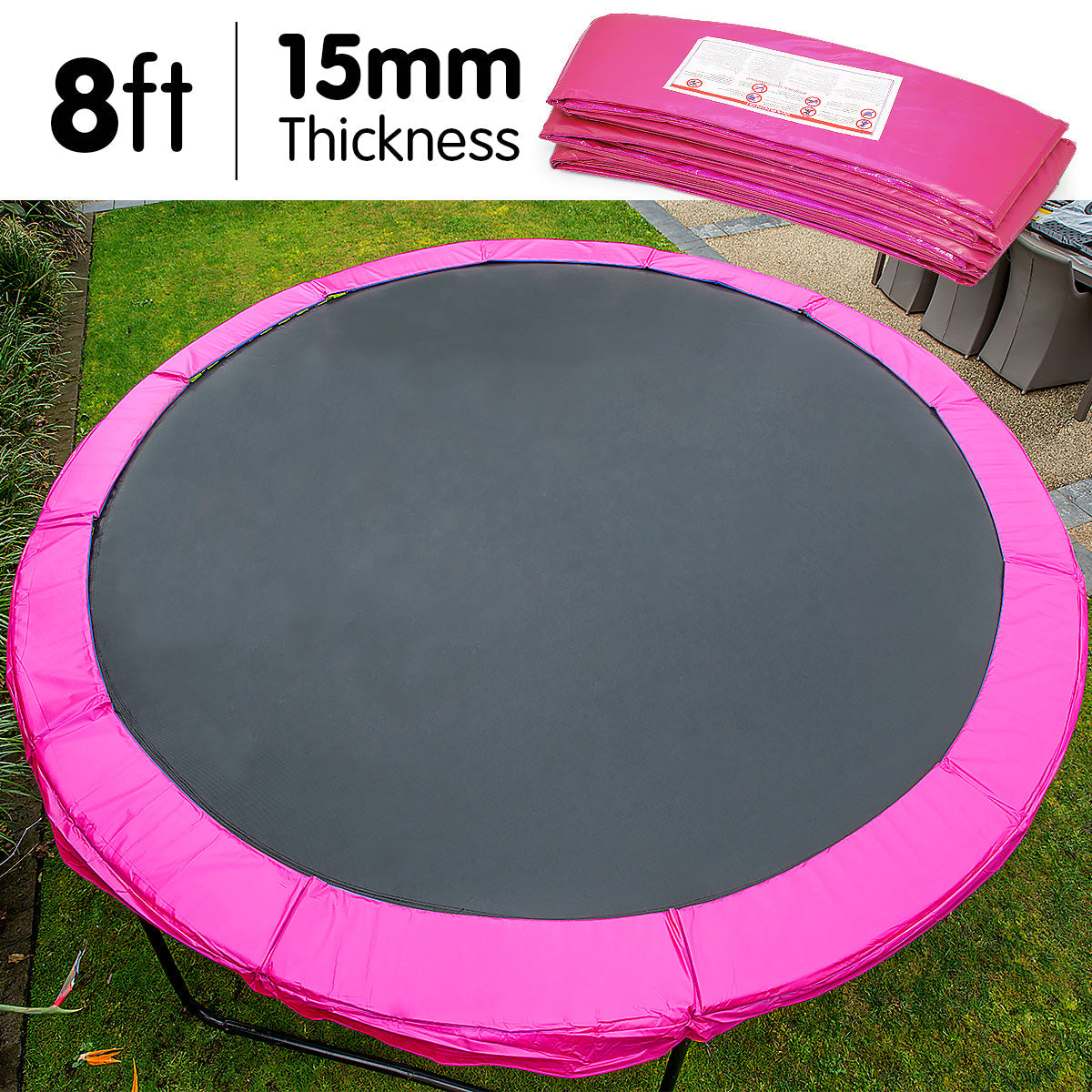 Kahuna 8ft Trampoline Replacement Pad Round - Pink Kahuna