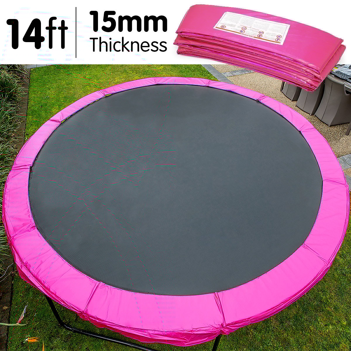 Kahuna 14ft Trampoline Replacement Pad Round - Pink Kahuna