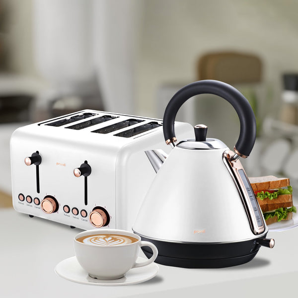 Pronti 4 Slice Toaster Rose Trim Collection - White Does Not Apply