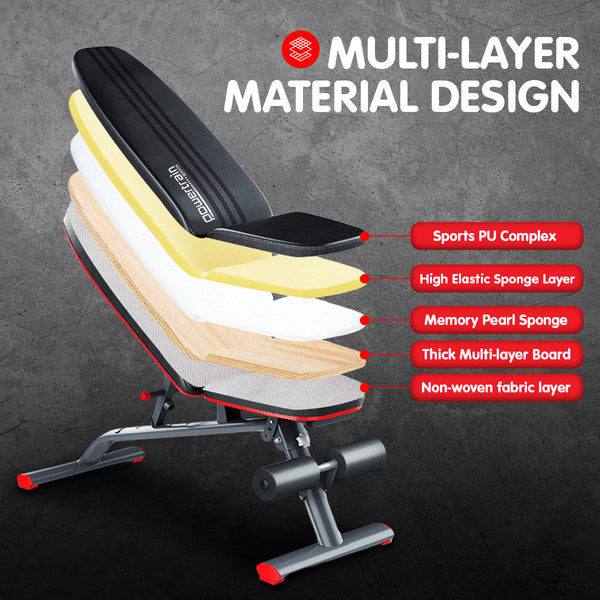 Powertrain Home Gym Bench Adjustable Flat Incline Decline FID 250KG Load Powertrain