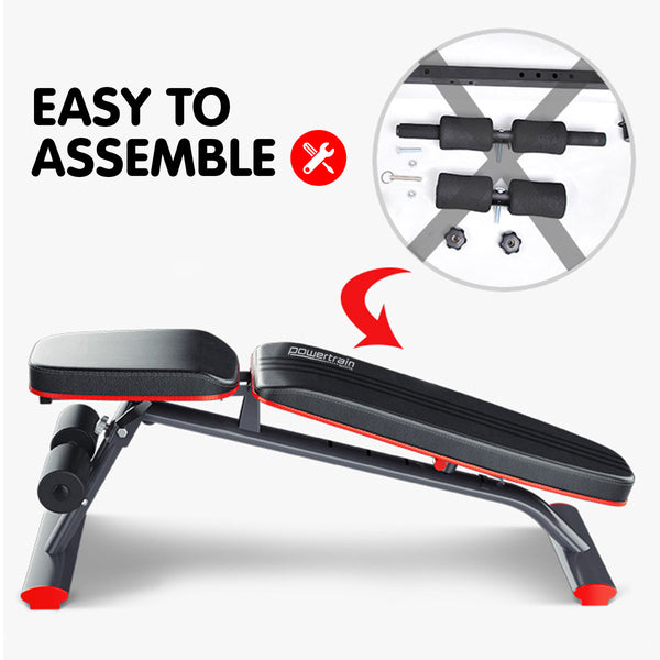Powertrain Home Gym Bench Adjustable Flat Incline Decline FID 250KG Load Powertrain