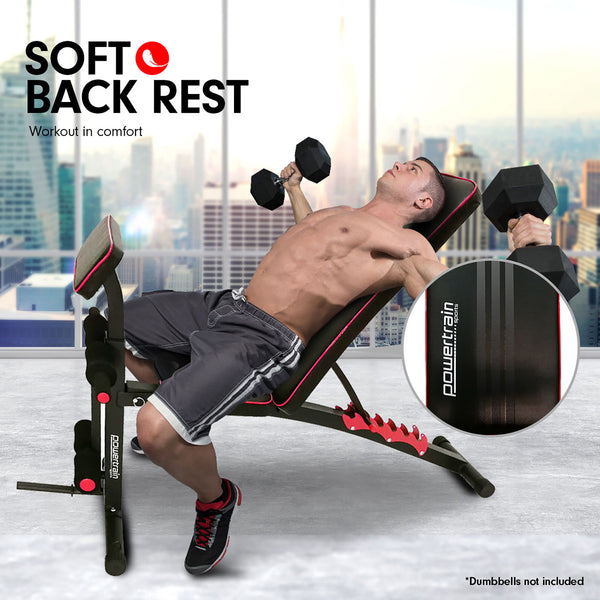 Powertrain Adjustable FID Home Gym Bench with Preacher Curl Pad Powertrain