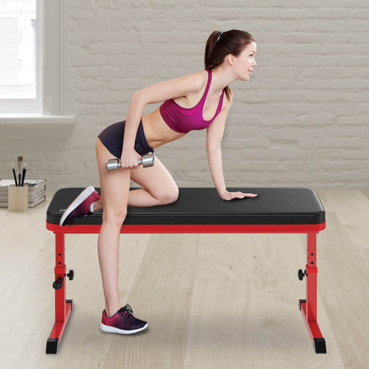 Powertrain Height-Adjustable Exercise Home Gym Flat Weight Bench Powertrain