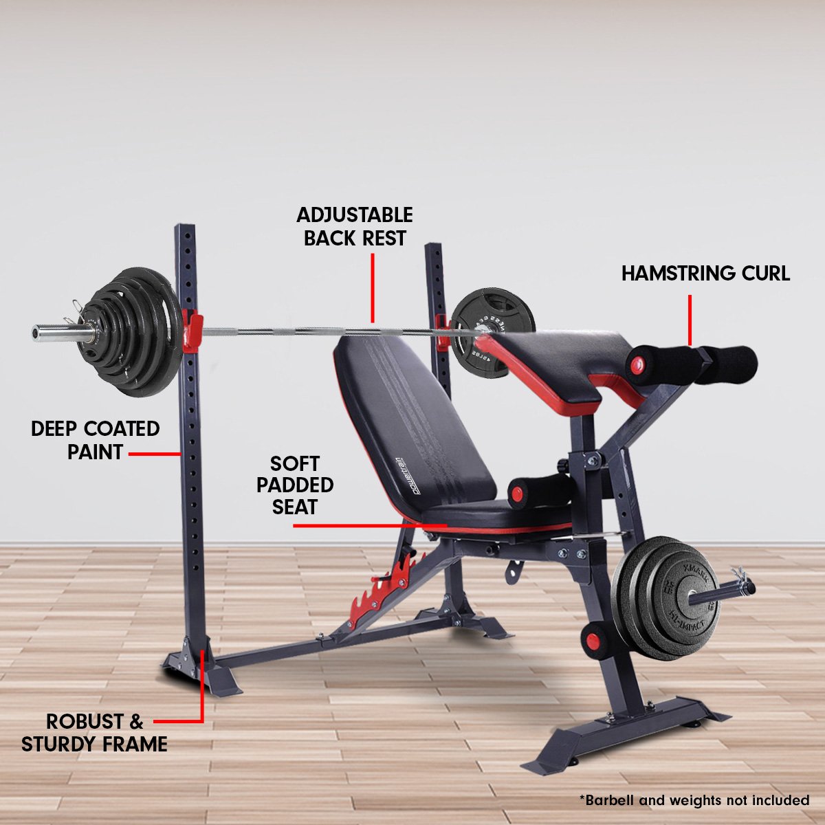 Powertrain Adjustable Weight Bench Home Gym Bench Press - 301 Powertrain