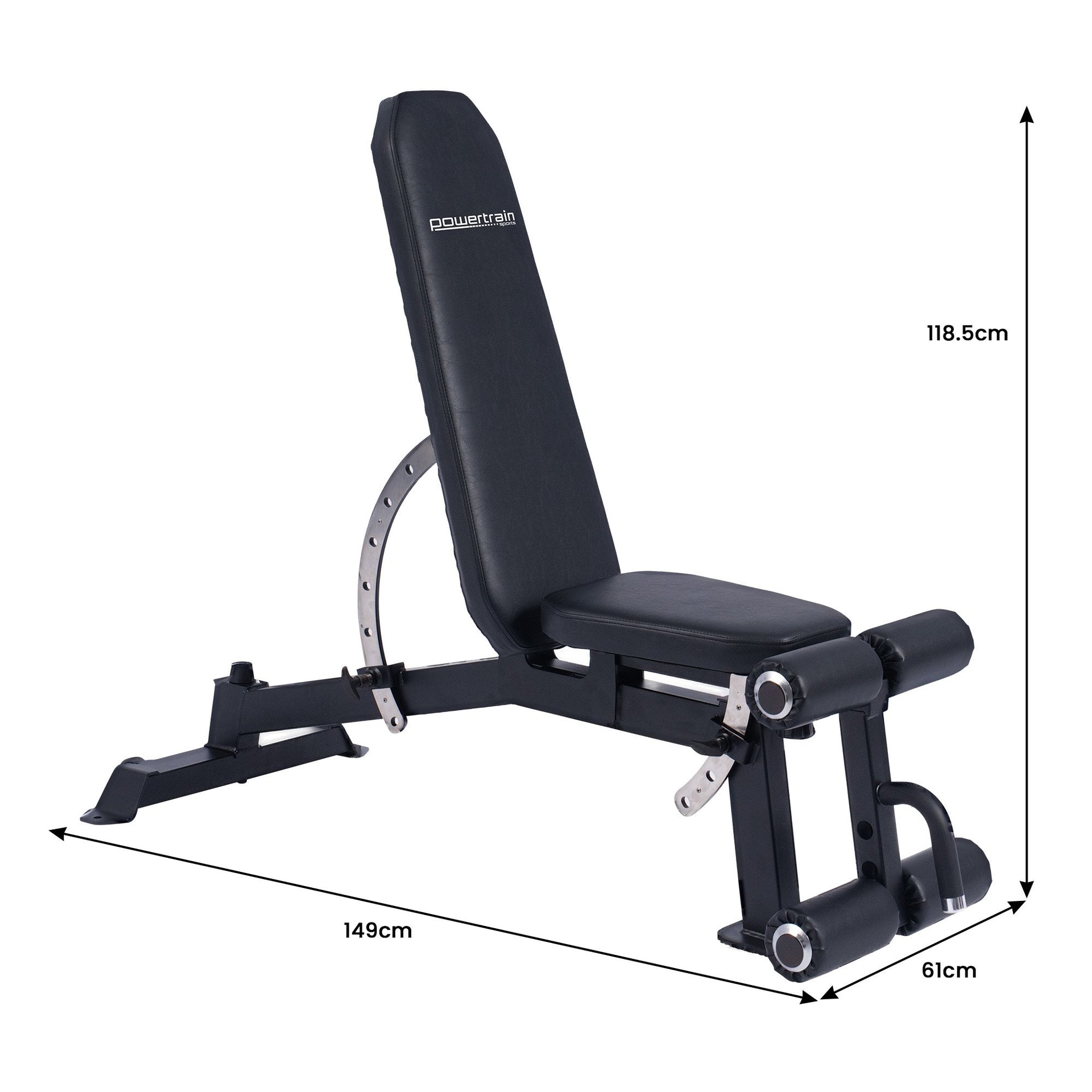 Powertrain Multi Workout Bench with Transport Wheels and Adjustable Backrest Awezingly