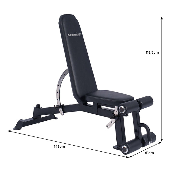Powertrain Multi Workout Bench with Transport Wheels and Adjustable Backrest Awezingly
