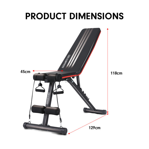 Powertrain Adjustable Incline Decline Exercise Bench Resistance Bands Powertrain
