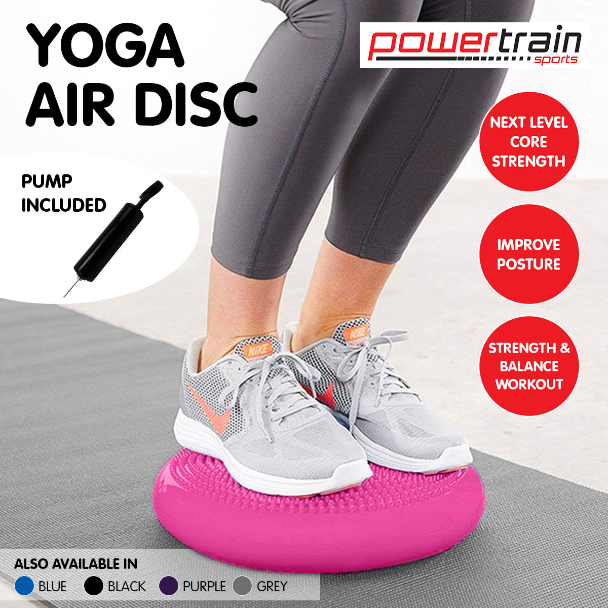 Powertrain Yoga Stability Disc Home Gym Pilates Balance Trainer - Pink Powertrain