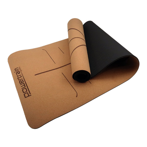 Powertrain Cork Yoga Mat with Carry Straps Home Gym Pilates - Body Line Powertrain