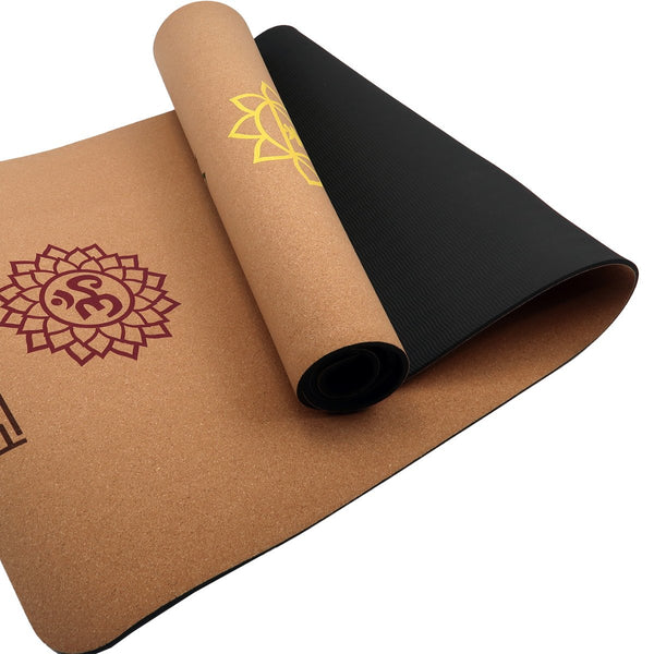 Powertrain Cork Yoga Mat with Carry Straps Home Gym Pilates - Chakras Powertrain