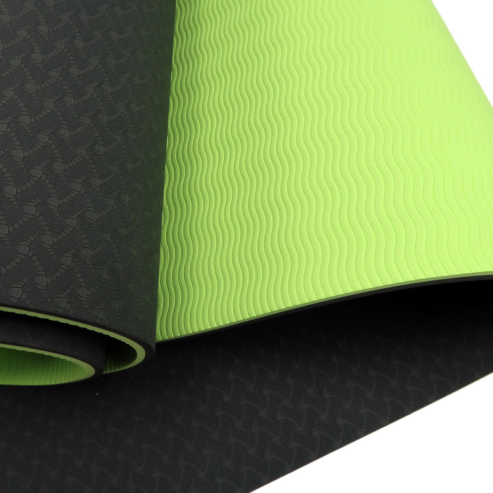 Powertrain Eco-Friendly TPE Pilates Exercise Yoga Mat 8mm - Black Green Powertrain