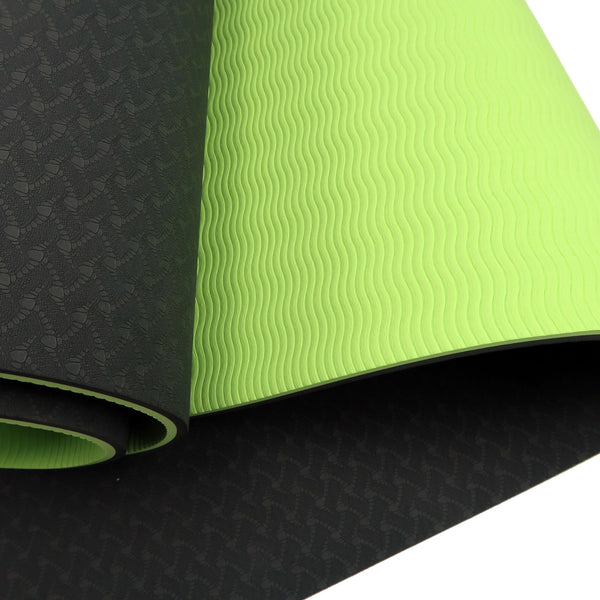 Powertrain Eco-Friendly TPE Pilates Exercise Yoga Mat 8mm - Black Green Powertrain