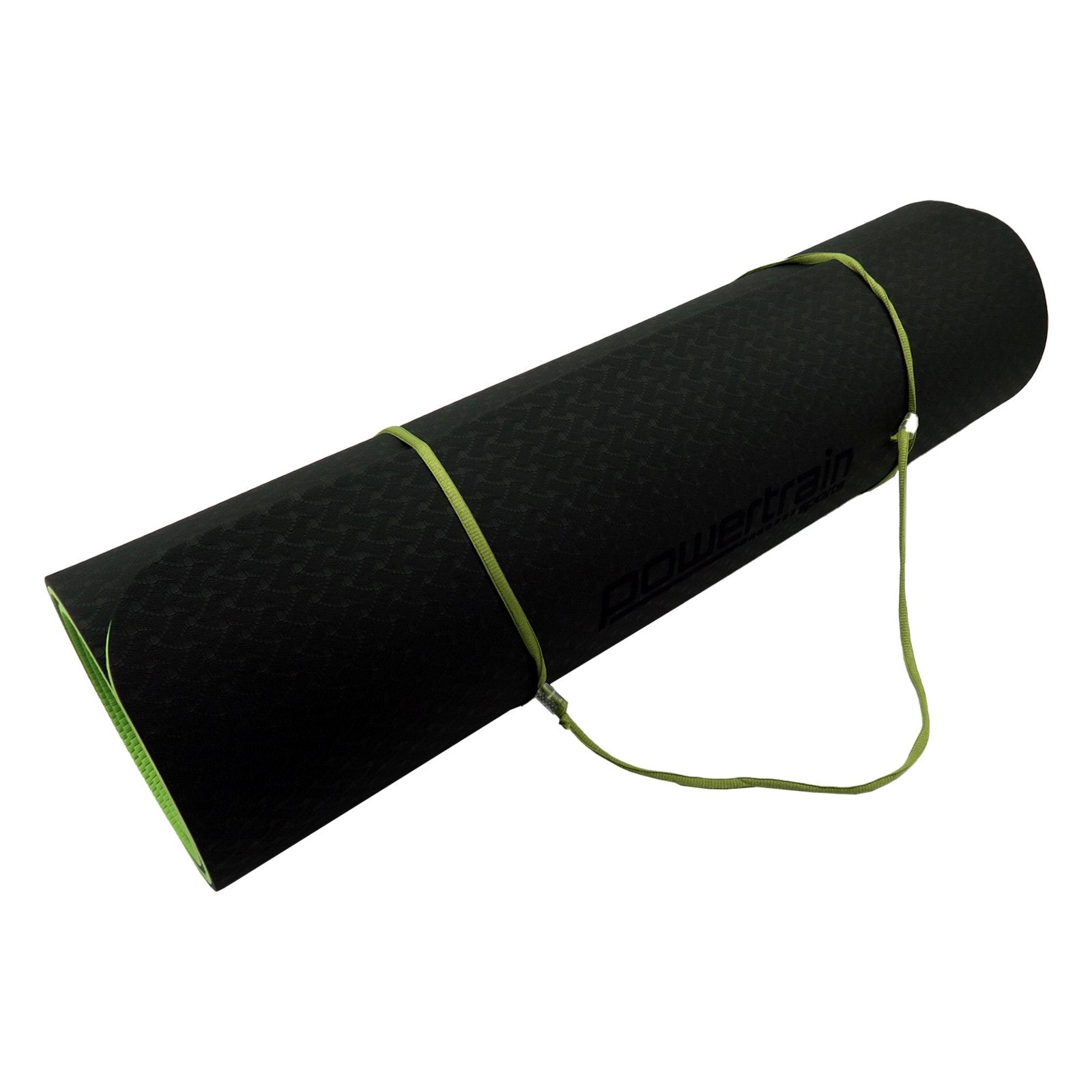 Powertrain Eco-Friendly TPE Pilates Exercise Yoga Mat 8mm - Black Green Powertrain