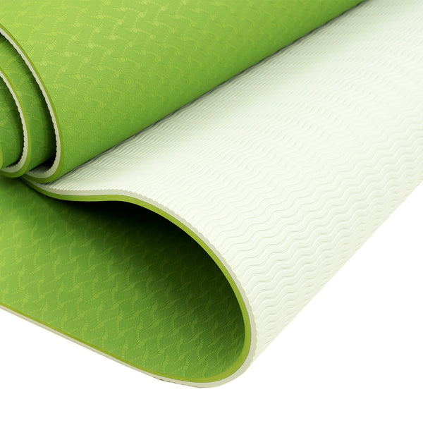 Powertrain Eco-friendly Dual Layer 8mm Yoga Mat | Lime Green | Non-slip Surface, And Carry Strap For Ultimate Comfort And Portability Powertrain