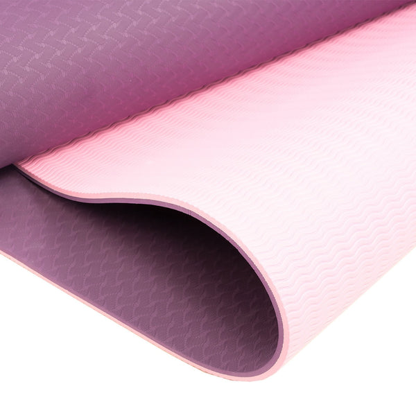 Powertrain Eco-friendly Dual Layer 8mm Yoga Mat | Purple | Non-slip Surface And Carry Strap For Ultimate Comfort And Portability Powertrain